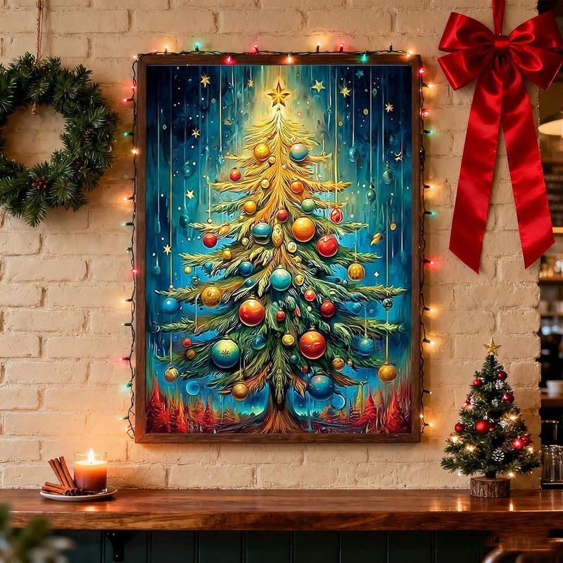 hito Christmas Paint by Numbers Kit for Adults - Christmas Tree Paint by Number Adult for Gift Home Wall Decor 16x20 Inch - Image 4